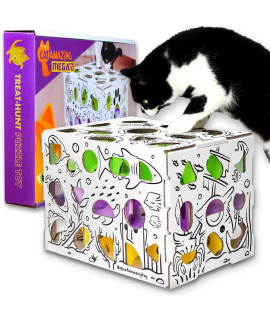 Cat Amazing MEGA - Cat Treat Puzzle Box - Interactive Treat Maze - Cat Puzzle Feeder - Treat Box for Indoor Cats - Enrichment Food Toy - Best Cat Toy Ever!