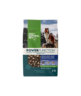 Only Natural Pet PowerFunction Skin & Coat Feast Dry Dog Food Kibble with Ancient Grains, Omega 3s, and Raw Inclusions - 18 Lb Bag