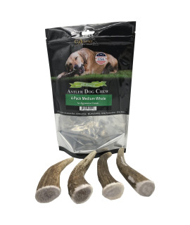 Deluxe Naturals Elk Antler Chews For Dogs Naturally Shed Usa Collected Elk Antlers All Natural A-Grade Premium Elk Antler Dog Chews Product Of Usa, 4-Pack Medium Whole