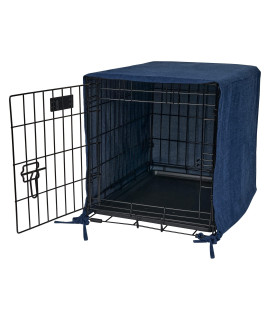 Pet Dreams Breathable Crate Cover - Single Door Dog Crate Covers/Kennel Covers, Metal Dog Crate Accessories, Machine Washable Kennel Cover (Blue, Small Dog Crate Cover 24 Inch)