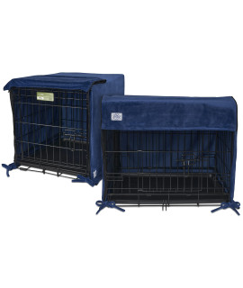 Pet Dreams Breathable Crate Cover - Double Door Dog Crate Covers/Kennel Covers, Metal Dog Crate Accessories, Machine Washable Kennel Cover (Blue, Large Dog Crate Covers 36 Inch)