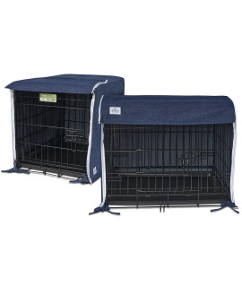 Pet Dreams Breathable Crate Cover - Double Door Dog Crate Covers/Kennel Covers, Metal Dog Crate Accessories, Machine Washable Kennel Cover (Blue, XXL Dog Crate Cover 48 Inch)