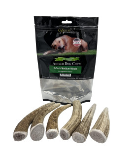 Deluxe Naturals Elk Antler Chews For Dogs Naturally Shed Usa Collected Elk Antlers All Natural A-Grade Premium Elk Antler Dog Chews Product Of Usa, 6-Pack Medium Whole