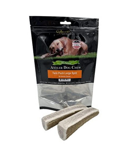 Deluxe Naturals Elk Antler Chews For Dogs Naturally Shed Usa Collected Elk Antlers All Natural A-Grade Premium Elk Antler Dog Chews Product Of Usa, Twin Pack Large Split