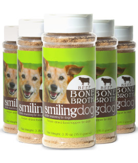 Herbsmith Bone Broth Kibble Seasoning - DIY Raw Coated Kibble Mixer - Freeze Dried Meat + Bone Broth Powder for Dogs - Beef, 3.35 oz [Bundle x5]