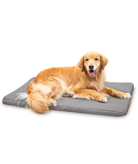 K9 Ballistics Tough Orthopedic Dog Crate Pad - Washable, Durable And Water Resistant Dog Crate Mat - Medium Orthopedic Dog Bed, 35X22, Light Gray Velvet