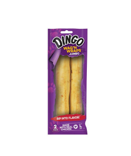 Dingo Wag'n Wraps Jumbo Rawhide for Large Dogs, 2-Count