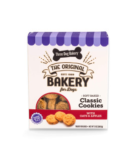 Three Dog Bakery Soft Baked Classic Cookies with Oats and Apple, Premium Treats for Dogs, 13 Ounce Box (114334)