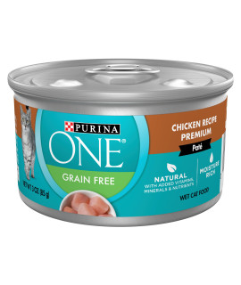Purina ONE Natural, Grain Free Wet Cat Food Pate, Chicken Recipe - 3 oz. Pull-Top Can