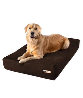 Big Barker Sleek Orthopedic Dog Bed - 7 Dog Bed for Large Dogs w/Washable Microsuede Cover - Sleek Elevated Dog Bed Made in The USA w/ 10-Year Warranty (Sleek, Large, Chocolate)
