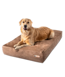 Big Barker Sleek Orthopedic Dog Bed - 7 Dog Bed for Large Dogs w/Washable Microsuede Cover - Sleek Elevated Dog Bed Made in The USA w/ 10-Year Warranty (Sleek, Large, Khaki)