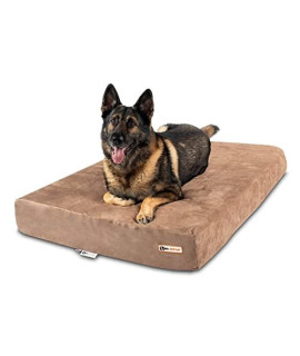 Big Barker Sleek Orthopedic Dog Bed - 7?Dog Bed for Large Dogs w/Washable Microsuede Cover - Sleek Elevated Dog Bed Made in The USA w/ 10-Year Warranty (Sleek, XL, Khaki)
