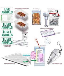 Complete - LG Deluxe Pet Airline Travel Kit with Pad, Dishes, Live Animal Labels, Water Funnel, Metal Nut Bolts, Name tag, Travel Document Holder