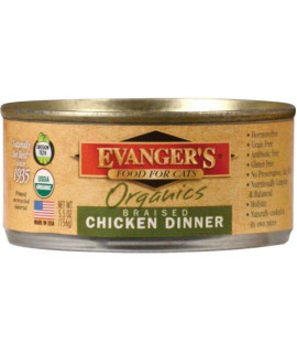 EVANGER'S-Organic Braised Chicken Cat Food, 24/5.5 oz. CASE