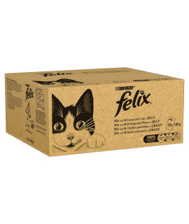 Felix cat Pouches Fish and Poultry In Jelly and gravy 100g (120 Pouches)