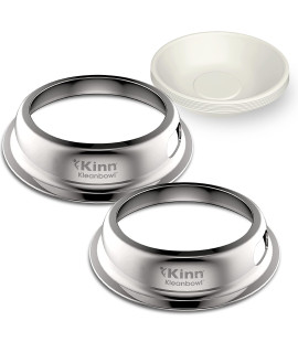 Kinn Kleanbowl Pet Bowl Stainless Steel Frame with Compostable Refills, 24 oz (Pack of 2) - Spill-Proof Stable Disposable Pet Bowls for Easy Cleaning and Healthy Pets
