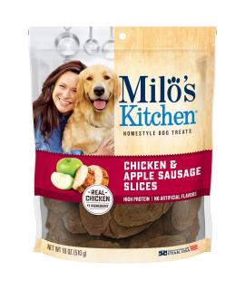 Milo's Kitchen Dog Treats, Chicken & Apple Sausage Slices, 18 Ounce