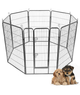 Giantex 48 inch Dog Fence with Door, 16/8 Panels Dog Playpen for Outside Large Dogs, Portable Pet Playpen Fencing Enclosures, Heavy Duty Metal Camping Dog Fences for The Yard (8 Panels, 48 inch)