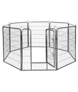 Giantex 40 inch Dog Fence with Door, 16/8 Panels Dog Playpen for Outside Large Dogs, Portable Pet Playpen Fencing Enclosures, Heavy Duty Metal Camping Dog Fences for The Yard (8 Panels, 40 inch)