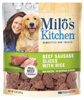 Milo's Kitchen Beef Sausage Slices with Rice Dog Treats, 10 Ounce