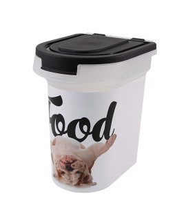 Paw Prints 15 Pound Pet Airtight Food Storage Container, Carlos the Bulldog Design, Includes Snap-In 1 Cup Measured Scoop, 12.5 L x 9.75 W x 13.38 inches, 37716
