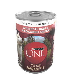 Purina ONE Natural Wet Dog Food Gravy, True Instinct Tender Cuts With Real Beef and Salmon - 13 oz. Can