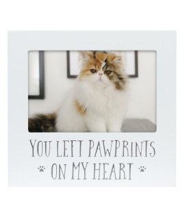 Pearhead You Left Pawprints on my Heart Pet Keepsake Picture Frame, Dog or Cat Photo Frame for Pet Owners, Pet Memorial Frame, 4x6 Photo Insert, Sympathy Gift, White