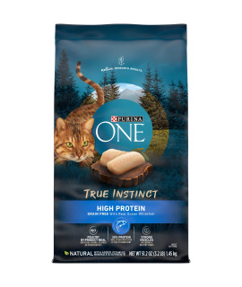 Purina ONE Natural, High Protein, Grain Free Dry Cat Food, True Instinct With Real Ocean Whitefish - 3.2 lb. Bag