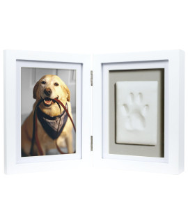 Pearhead Pet Pawprints Desk Picture Frame and Imprint Kit, No Mess Pet Paw Print Frame, Keepsake Memorial Dog and Cat Frame, Clay Pawprint, 4x6 Photo Insert, White