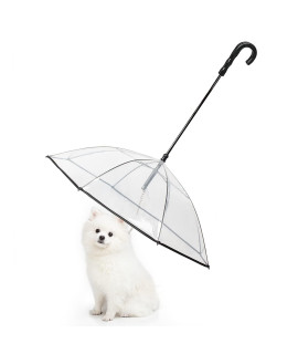 Dog Umbrella for Small Dogs Self-Assembly Pet Umbrella with Chain Leash Doggie Rain Snow Day Walking Umbralla, Easy Assemble, Clear Umbrella Surface