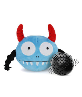 NAMSAN Giggle Plush Dog Toy Interactive Dog Toys Pet Squeaky Toy with Jumping Activation Ball for Dogs Playing (Blue Monster)