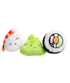 Pearhead Sushi Toys, Plush Squeaky Dog Toy Set, Pet Owner Must Have Dog Accessory, Pet Set, Holiday , Christmas Pet Stocking Stuffer, Set of 3