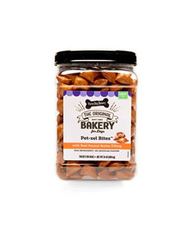 Three Dog Bakery Crunchy Pet-zel Bites with Peanut Butter Filling, Premium Treats for Dogs, 24 Ounce Resealable Container