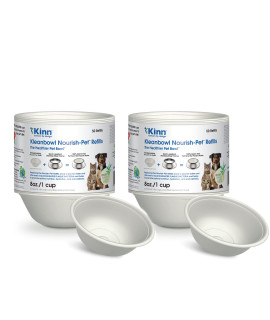 Kinn Kleanbowl Disposable Dog Food Bowls, 8 oz (Pack of 100) - Frame System Refills, Compostable Cat Food Bowls, Leakproof for Pet Feeding