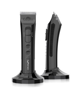 Kenchii Flash 5-Speed Dog Hair Clipper - Cordless Dog Clippers for Grooming with Rechargeable Battery and Smart Sensors for Streamlined Cuts - Professional Animal and Dog Grooming Supplies (Black)