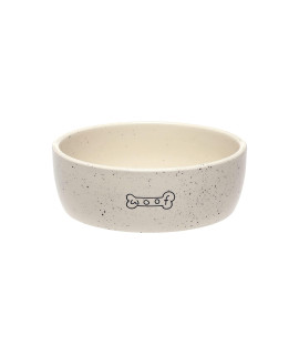 Pearhead Woof Pet Bowl, Dog Water and Food Dish, Pet Owner Dog Accessory, Ceramic, White, Microwave and Dishwasher Safe, Holds 3 Cups, 24 oz