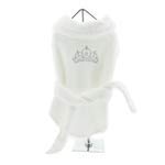 Doggie Design White Silver Tiara Cotton Dog Bathrobe (Small)