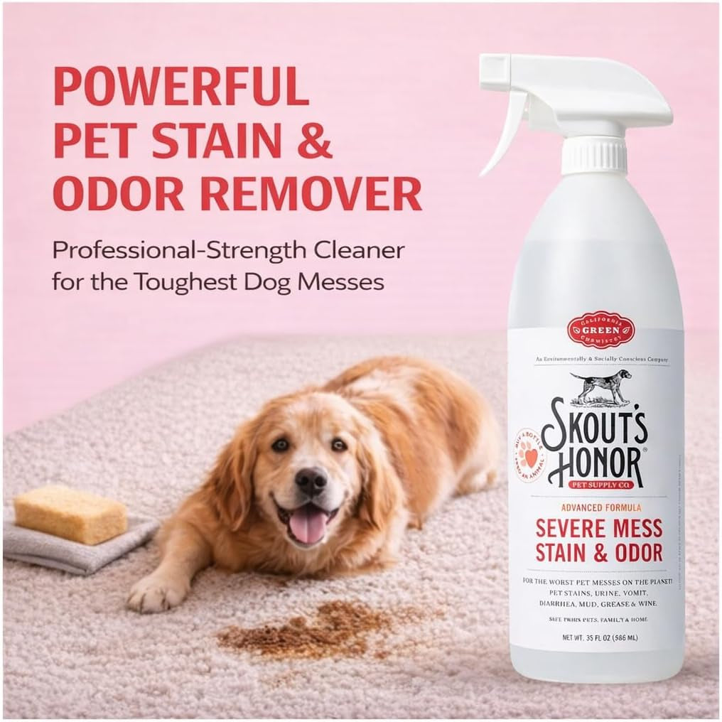 SKOUT'S Pet Stain Odor Eliminator Spray Dog Urine Carpet Cleaner 35oz