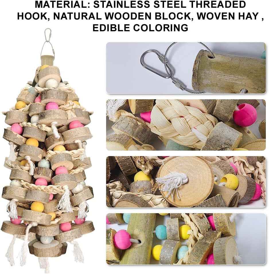 Large Parrot Chew Toy Bundle – Wood & Cotton, 2-Pack