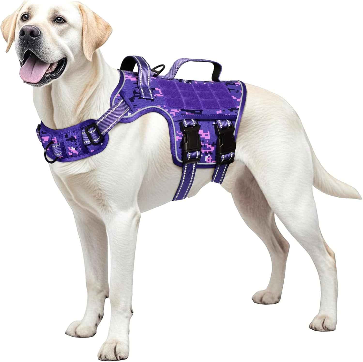 Tactical Dog Harness MOLLE Vest – Camo, S–XL, No-Pull