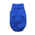 Doggie Design Combed Cotton Cable Knit Dog Sweater - Riverside Blue (Large)
