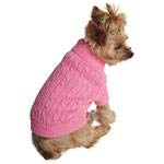 Doggie Design Cable Knit Dog Sweater Candy Pink