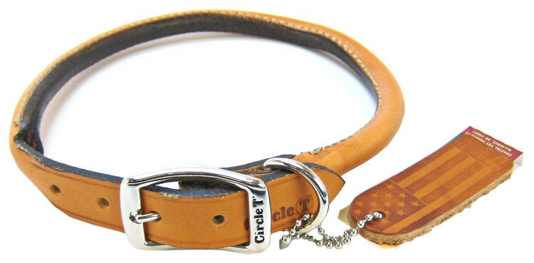 Pet 0.4' W Leather Round Collar Size: 0.8' W X 18' D, Color: Tan
