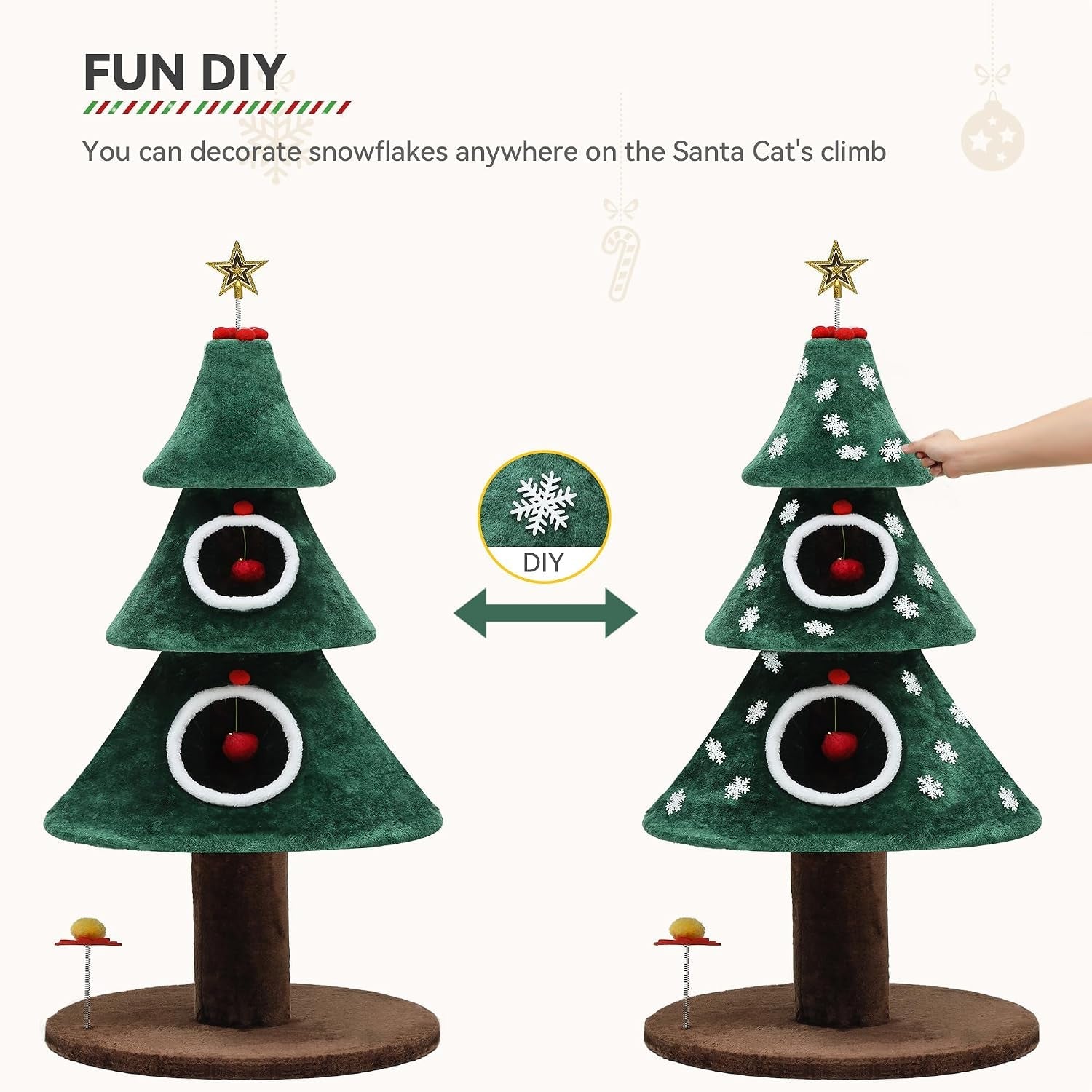 Christmas Cat Tree with 2-Story House – 60 & 63 Inch