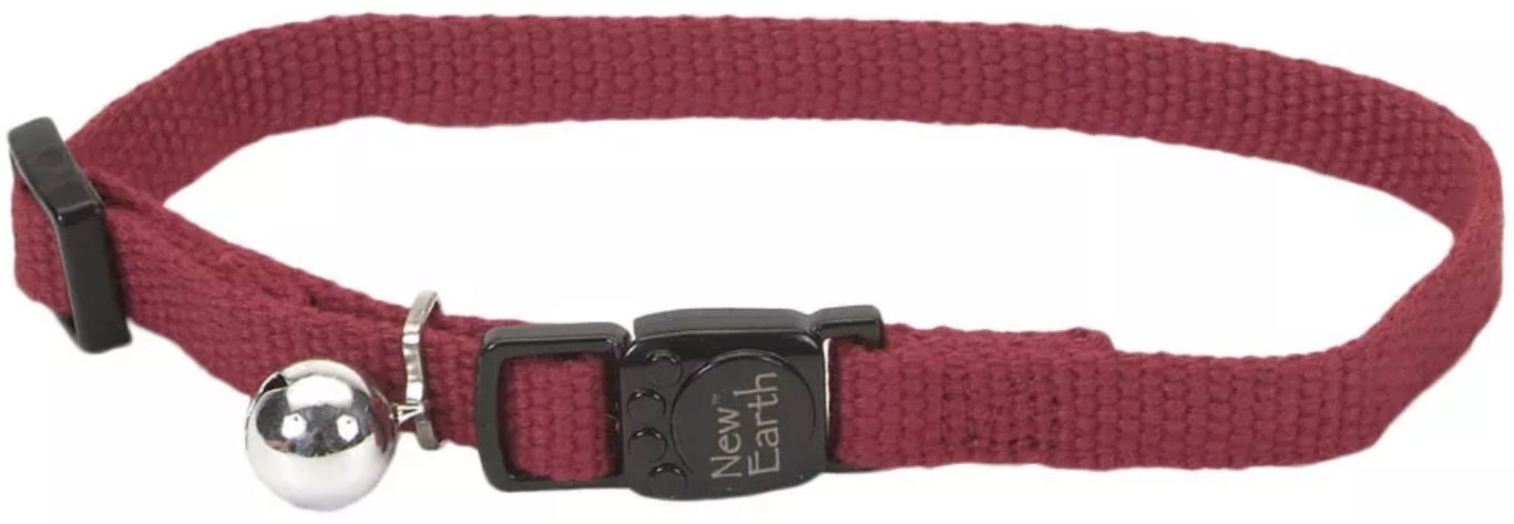 Coastal Pet New Earth Soy Adjustable Breakaway Cat Collar - Eco-Friendly, Odor-Resistant And Adjustable Cat Collar, Cranberry, 3/8' X 08'-12'