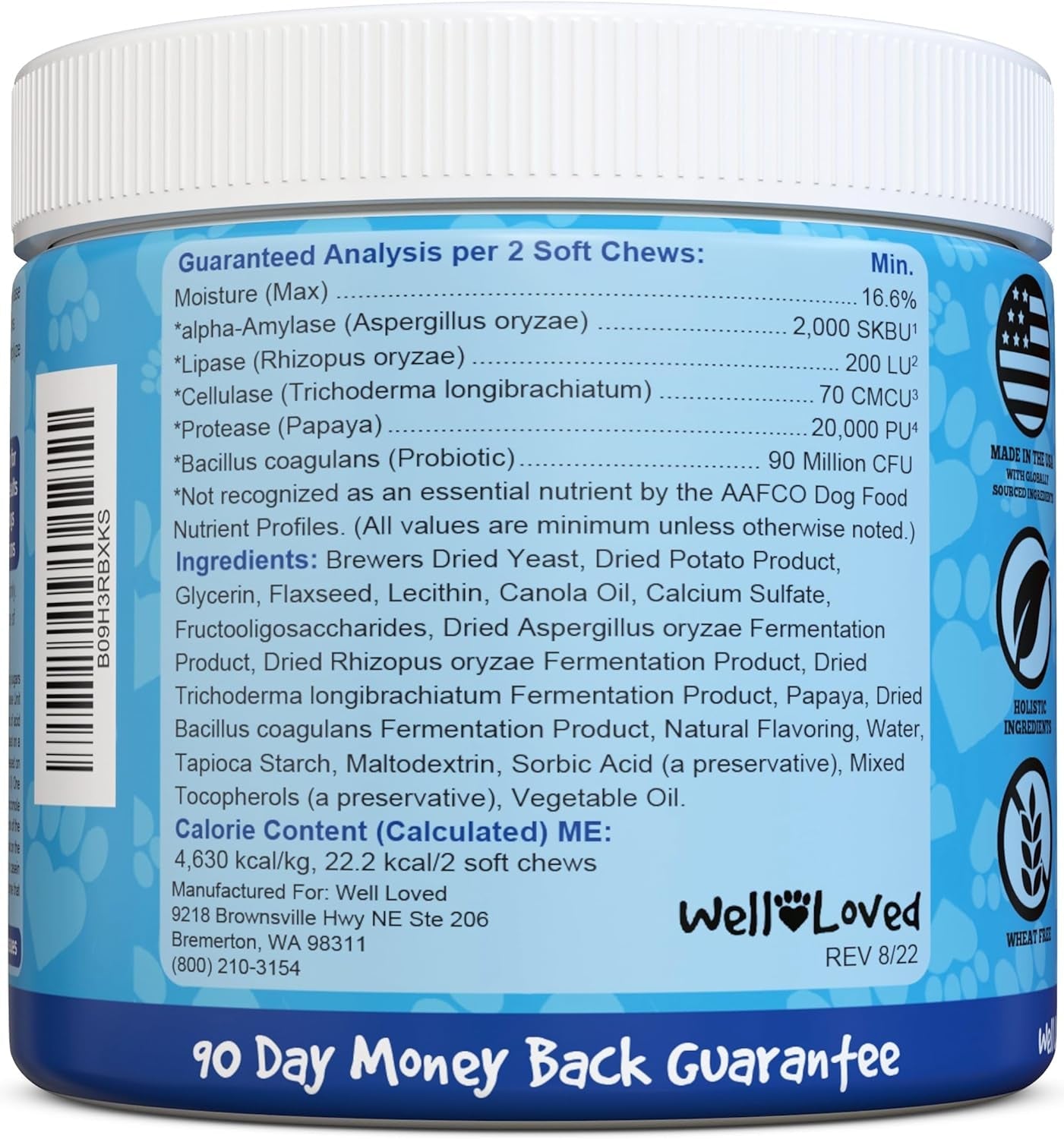 Well Loved Probiotics for Dogs with Prebiotics & Digestive Enzymes