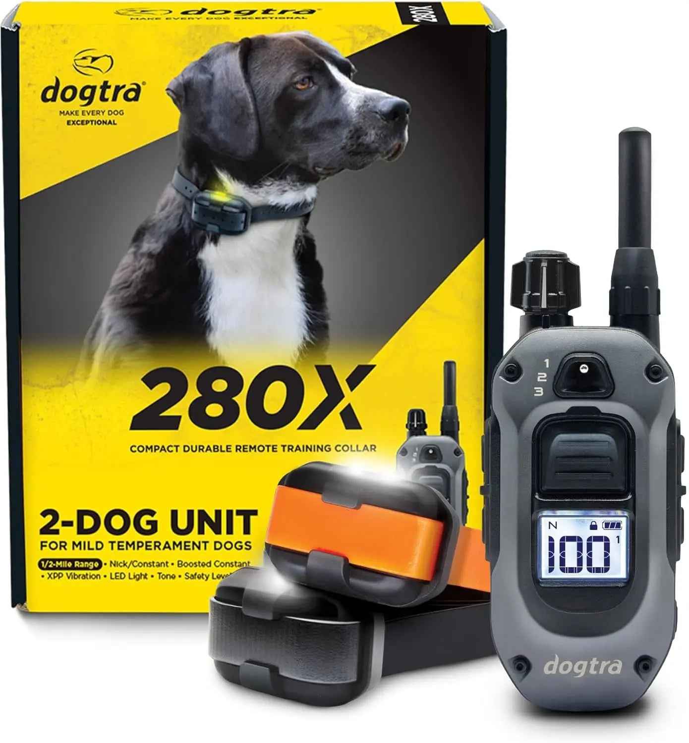 2 Dog Training Collar Remote 1/2 Mile Waterproof LED