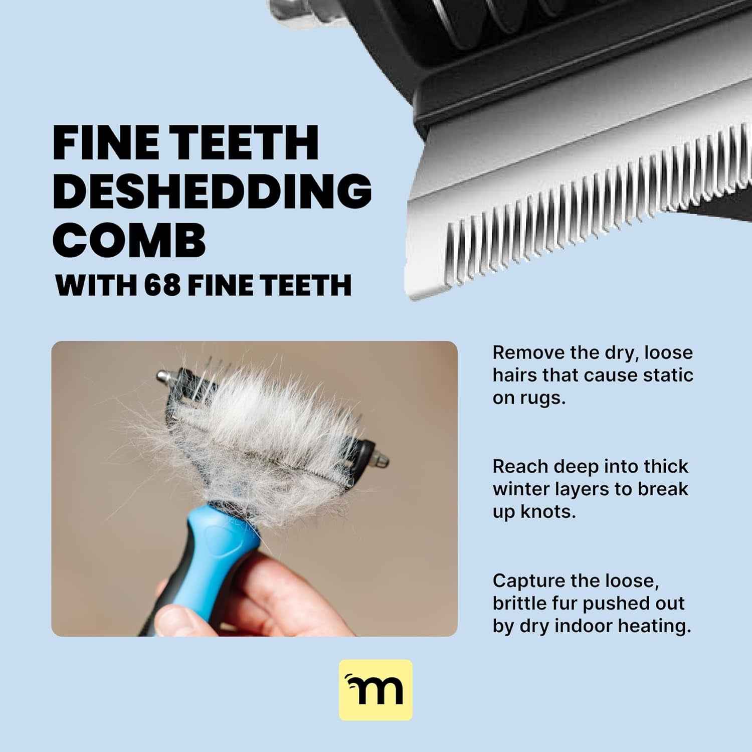 2-in-1 Deshedding Brush & Undercoat Rake for Dogs & Cats