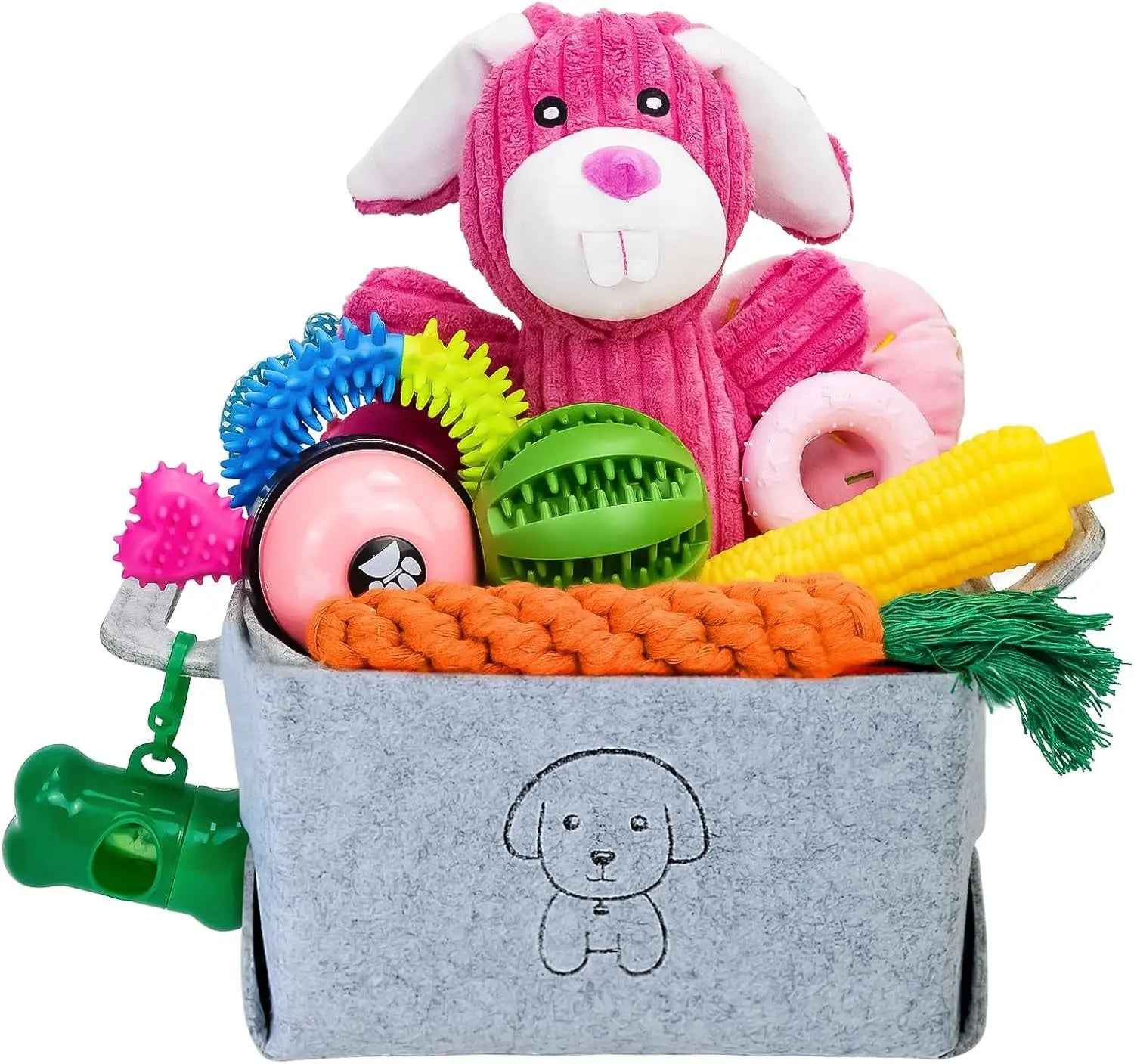 20-Piece Puppy Teething Chew Toy Set with Storage Basket