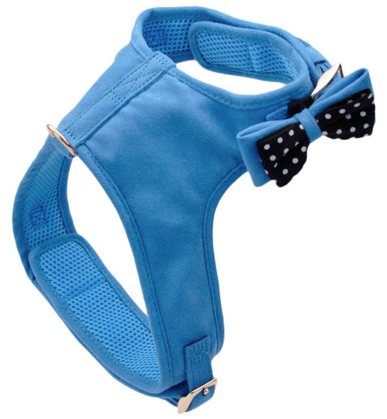 Coastal Pet Accent Microfiber Dog Harness Boho Blue With Polka Dot Bow